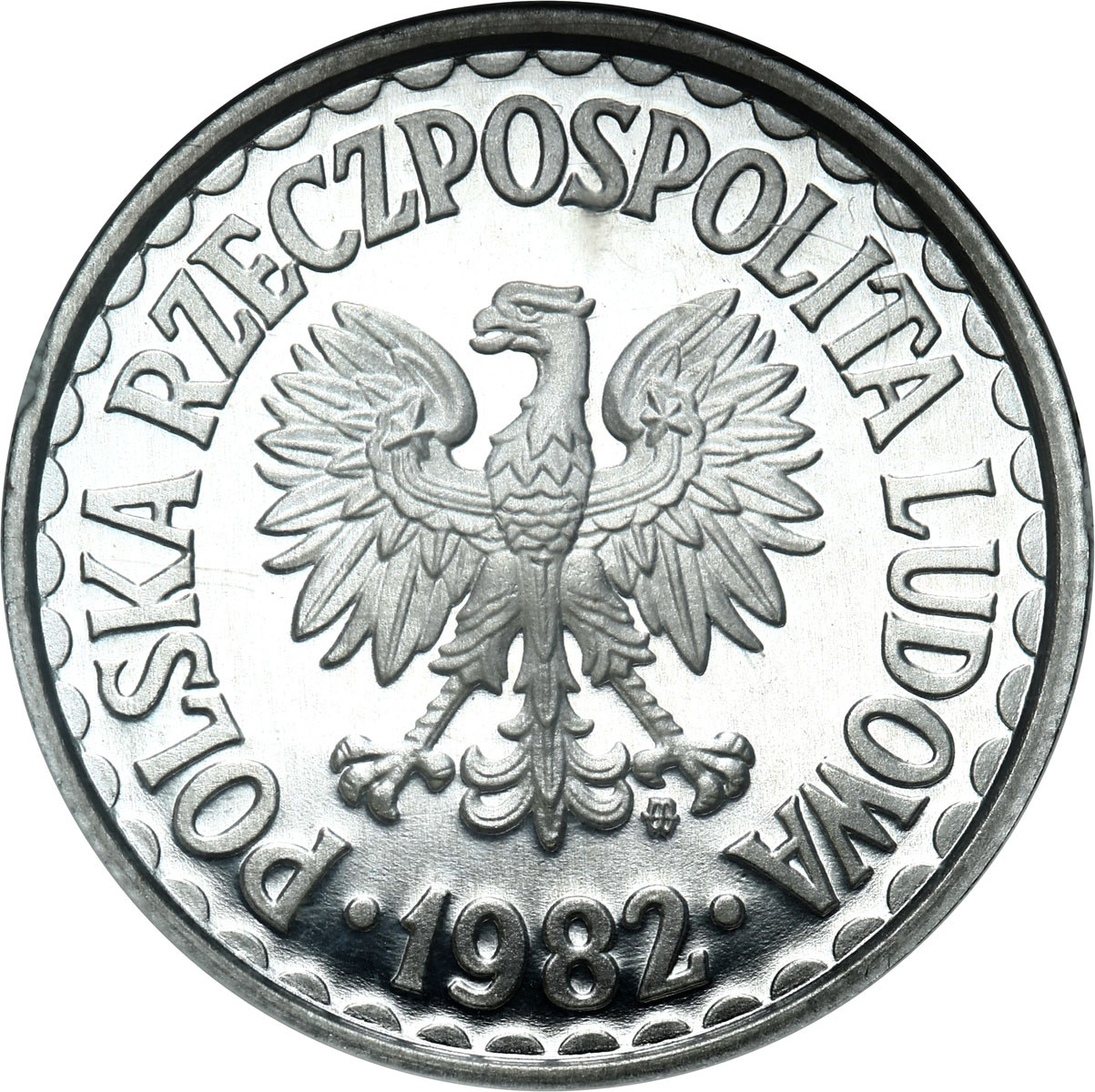 PRL. 1 złoty 1982 aluminium GCN PR69 - PIĘKNA